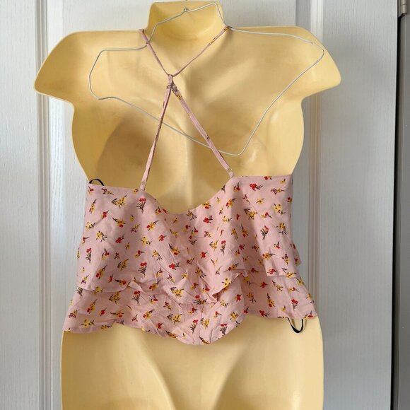 Forever 21 Pink SMALL Flounce Top Floral - Picture 8 of 9